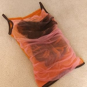 Thin strap orange and pink knit sweater tank top.